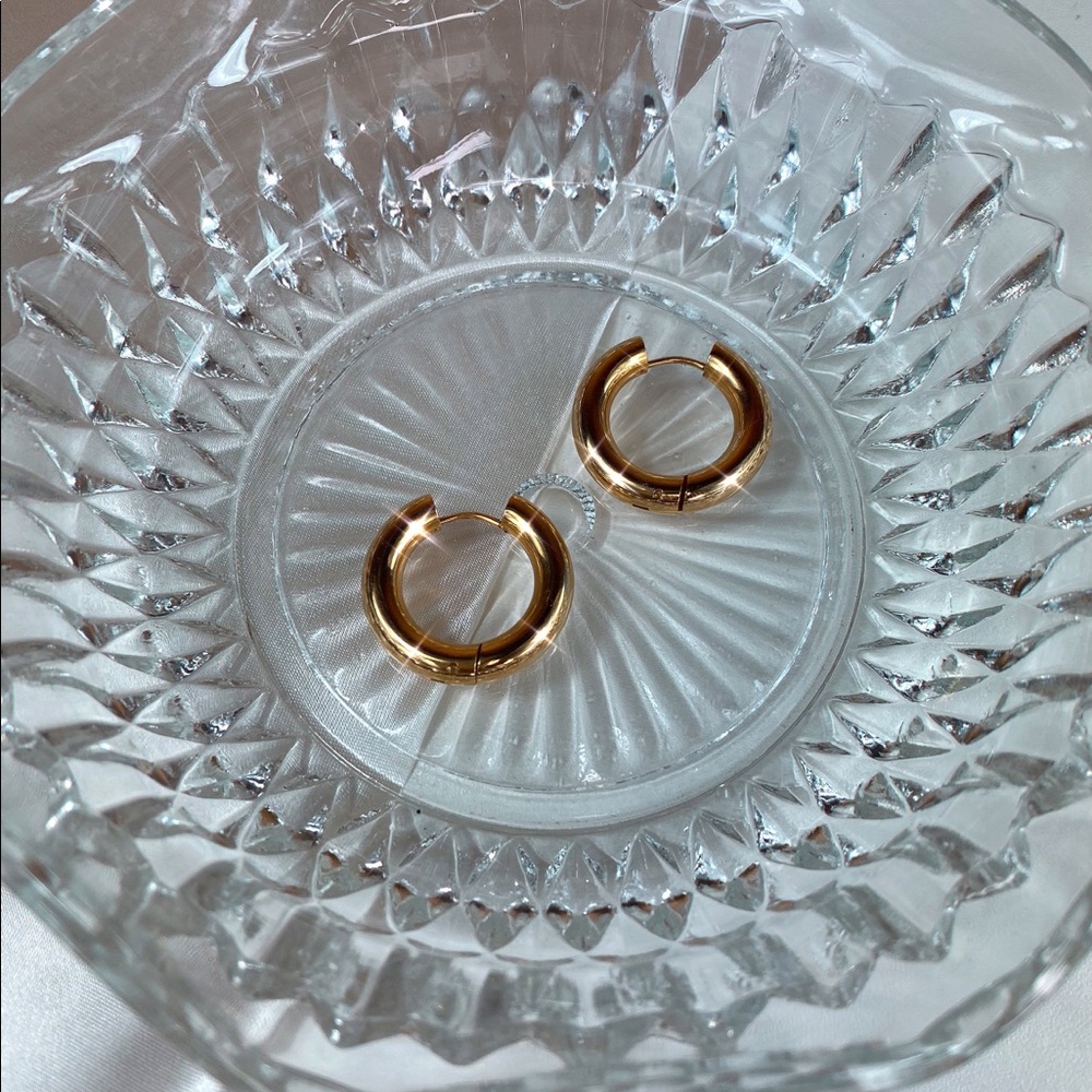 18k gold plated chunky hoop earrings